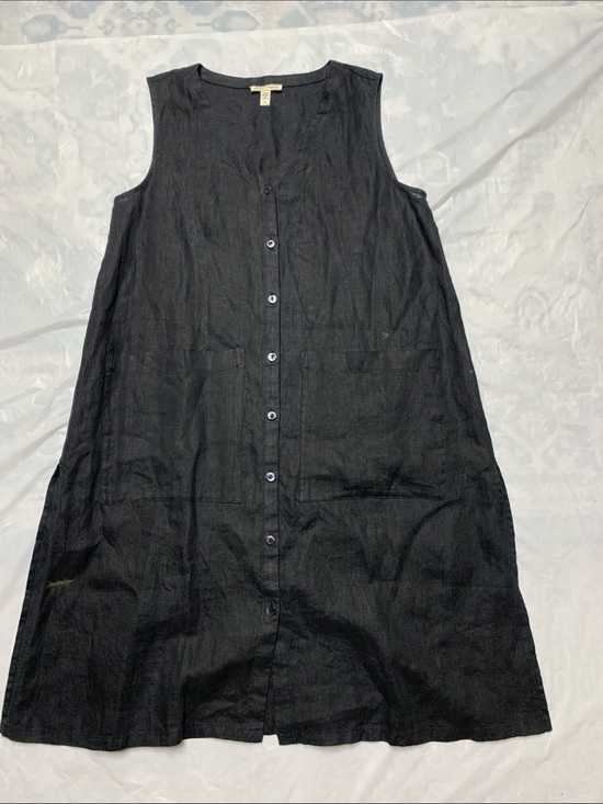 Eileen Fisher Tops - Eileen Fisher Organic Linen Black Longline Sleeveless Tunic Top With Pockets Sm